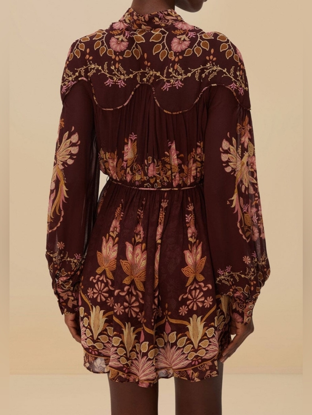 FARM Rio Plum Floral Mini Dress with Pink and Gold Accents - Picture 3 of 7